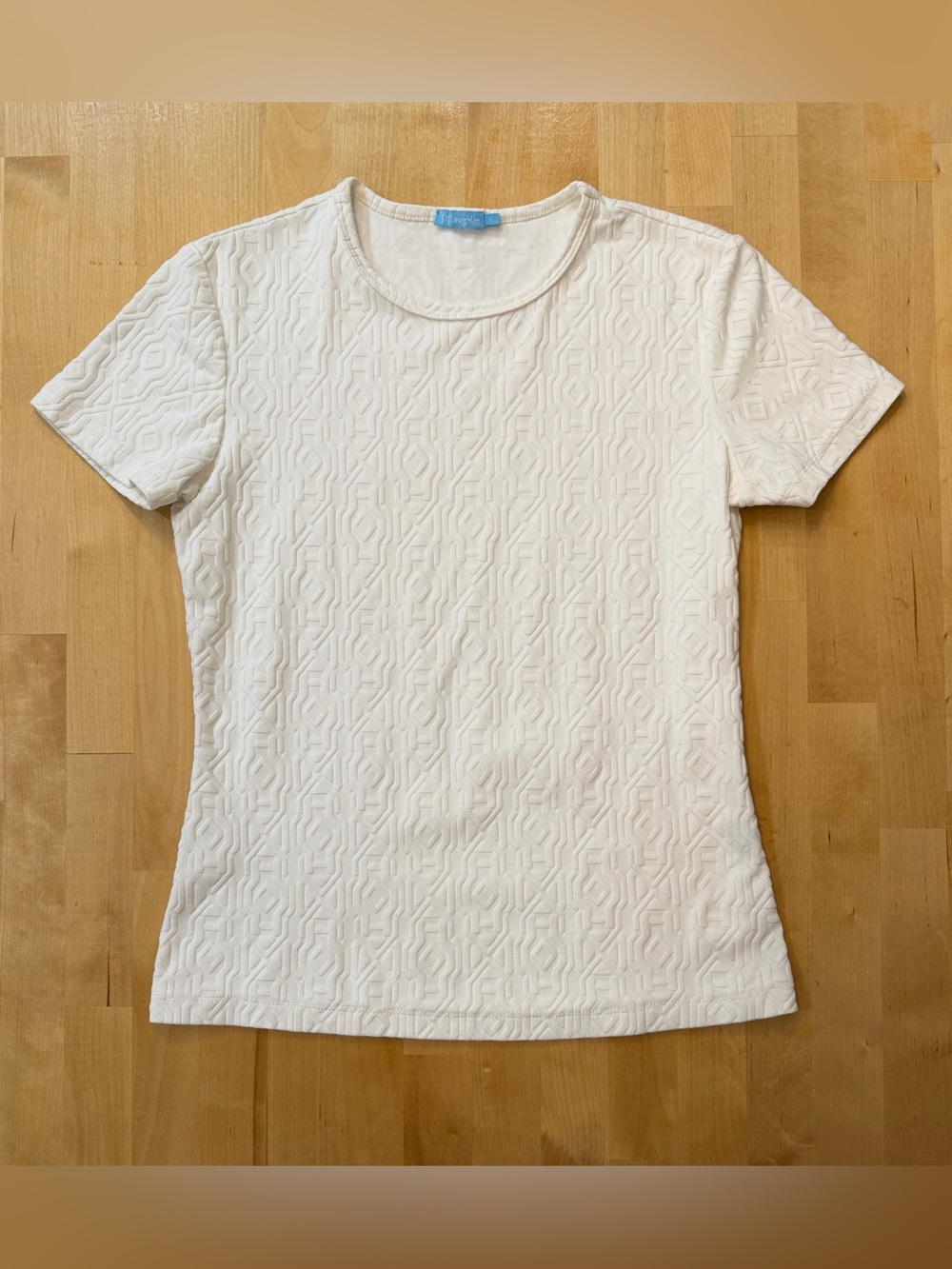 J. McLaughlin White Textured Jacquard Short Sleeve Tee